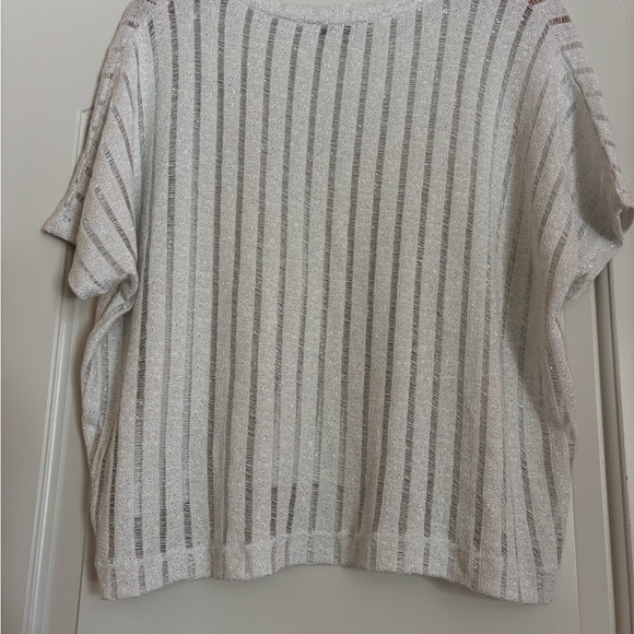 ZARA White Glitter Striped Sweater. Size Small - Picture 2 of 5